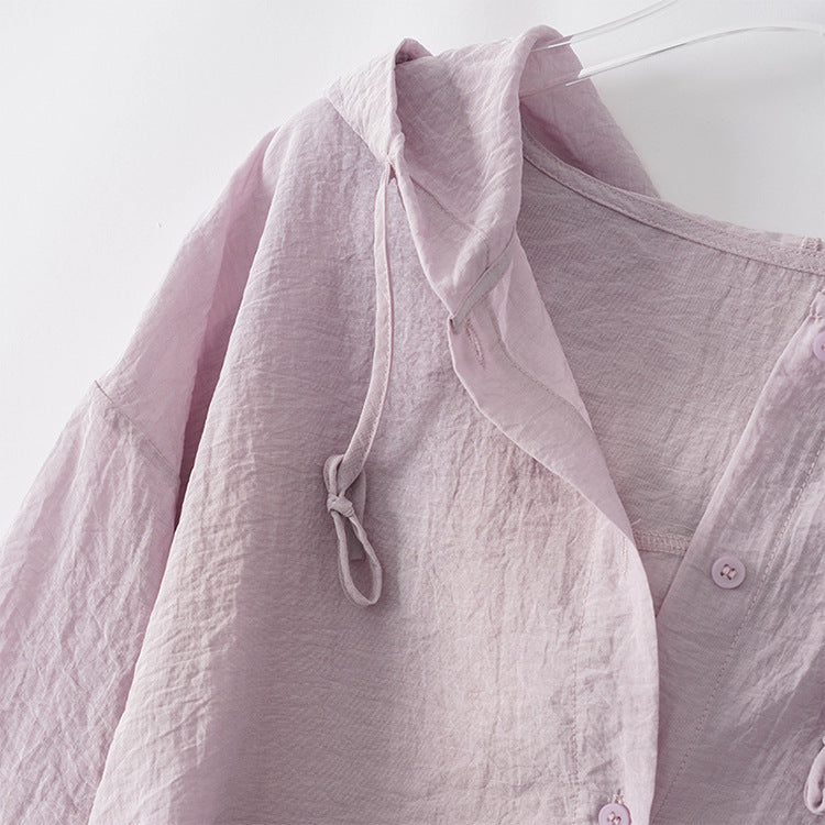 Ava Women's Lightweight Linen Pullover Hoodie