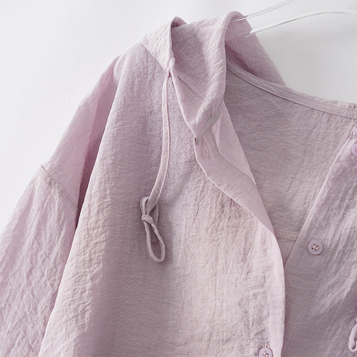 Ava Women's Lightweight Linen Pullover Hoodie
