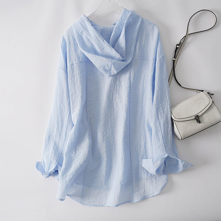 Ava Women's Lightweight Linen Pullover Hoodie