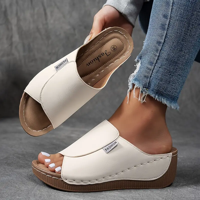 Open Toe Wedge Slip-On Sandals for Her