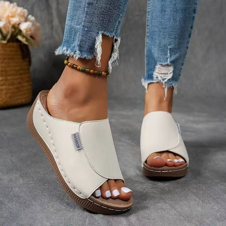 Open Toe Wedge Slip-On Sandals for Her
