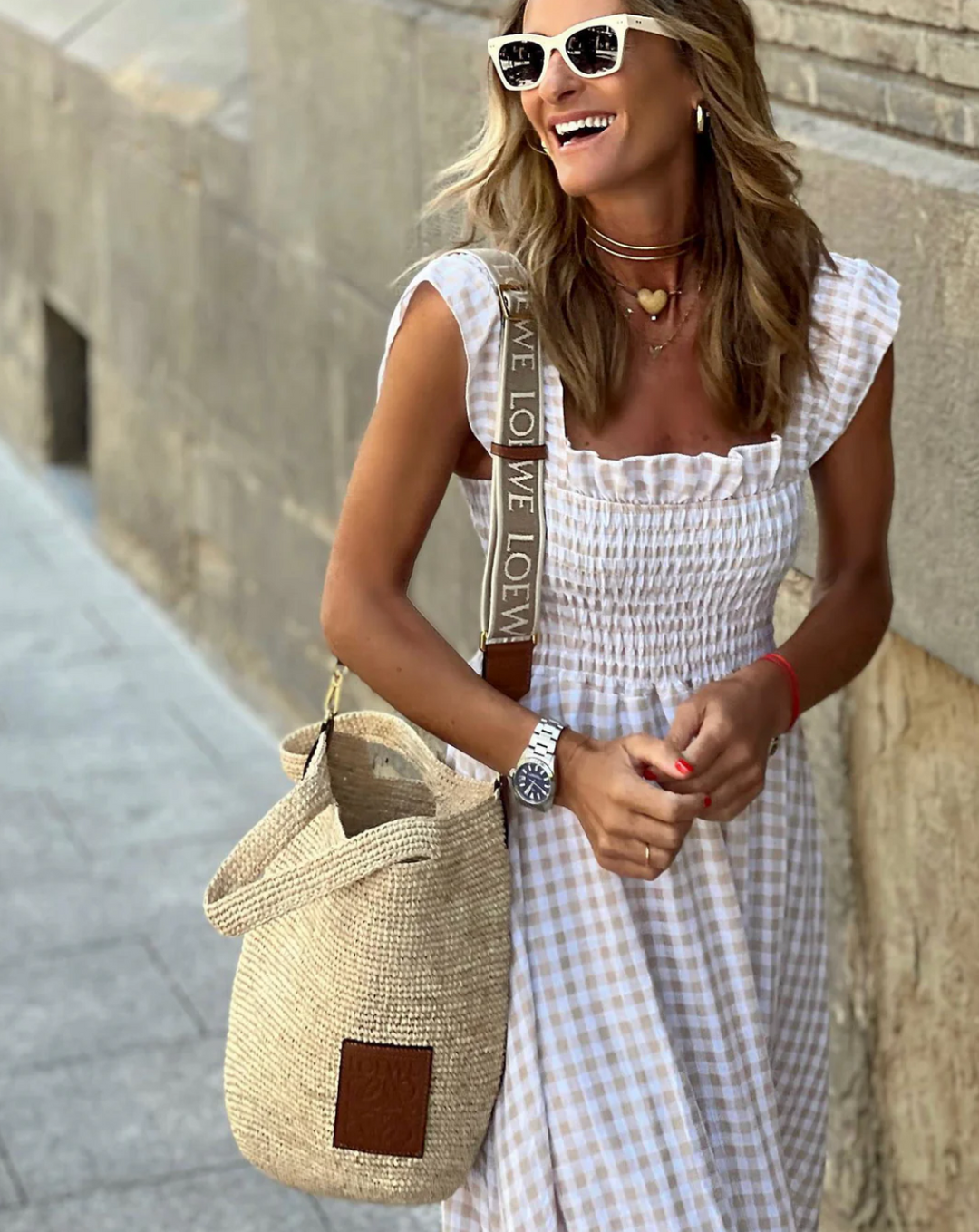 Gingham Ruffle Sleeve Maxi Dress for Summer