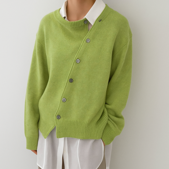 Wrap-around sweater made from luxuriously soft wool