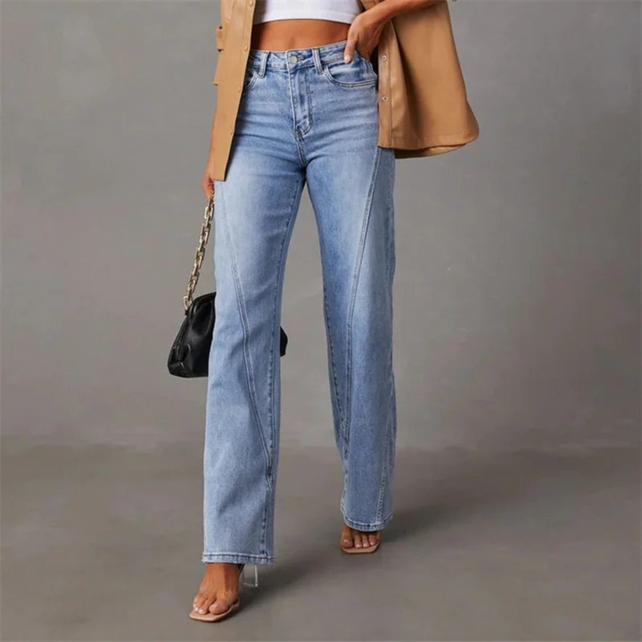 Ellie's Relaxed Fit High-Waist Wide-Leg Denim Trousers