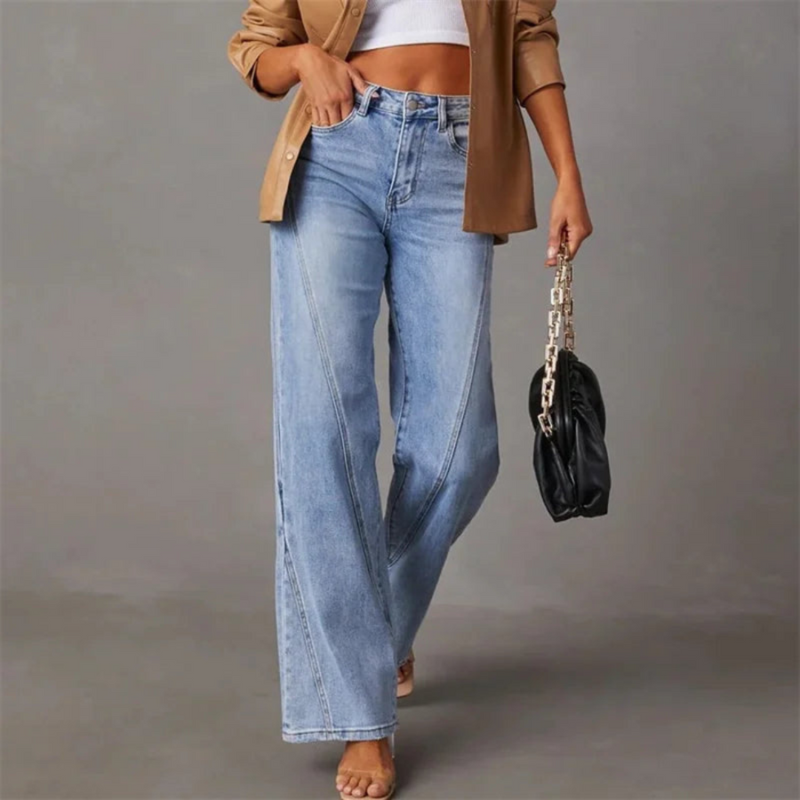 Ellie's Relaxed Fit High-Waist Wide-Leg Denim Trousers