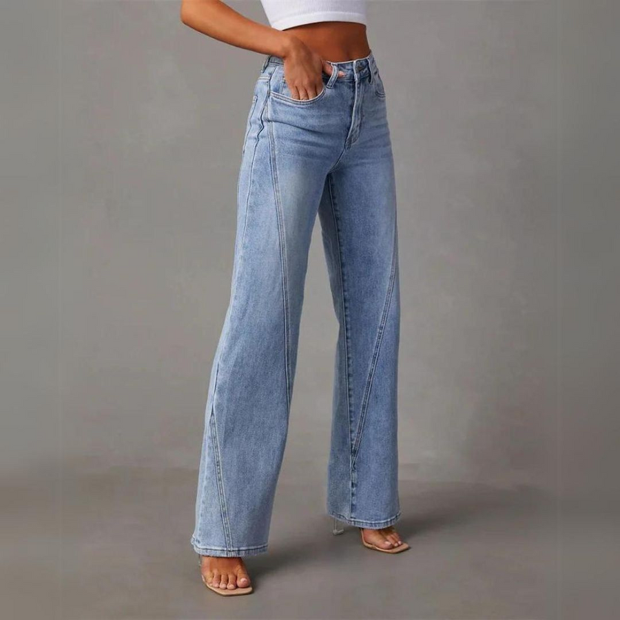 Ellie's Relaxed Fit High-Waist Wide-Leg Denim Trousers