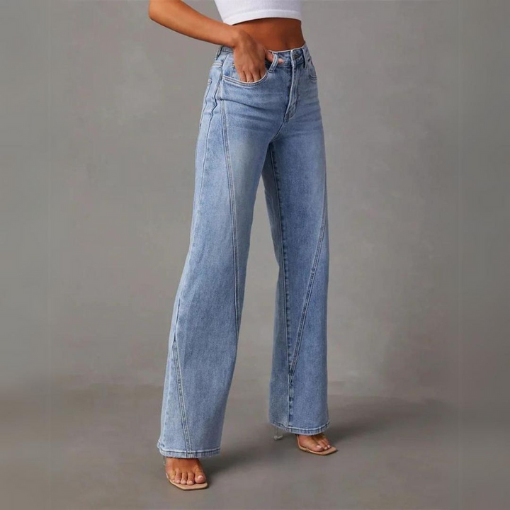 Ellie's Relaxed Fit High-Waist Wide-Leg Denim Trousers