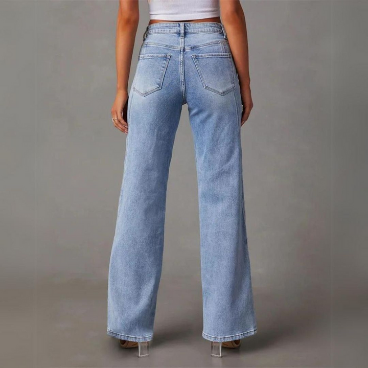 Ellie's Relaxed Fit High-Waist Wide-Leg Denim Trousers