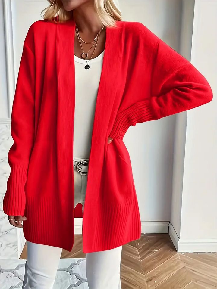 Women's knitted sweater with a round neckline and relaxed fit
