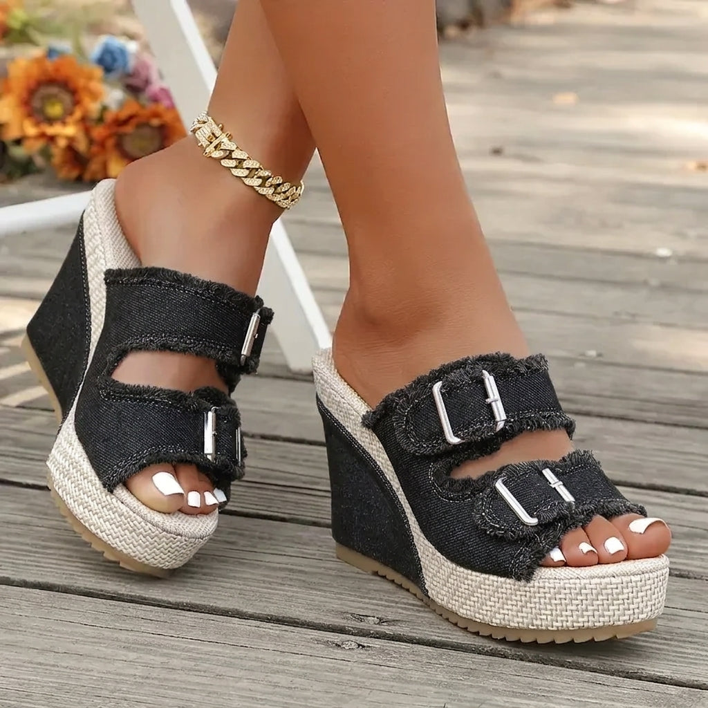 Atelier | Fray Edge Wedge Sandals