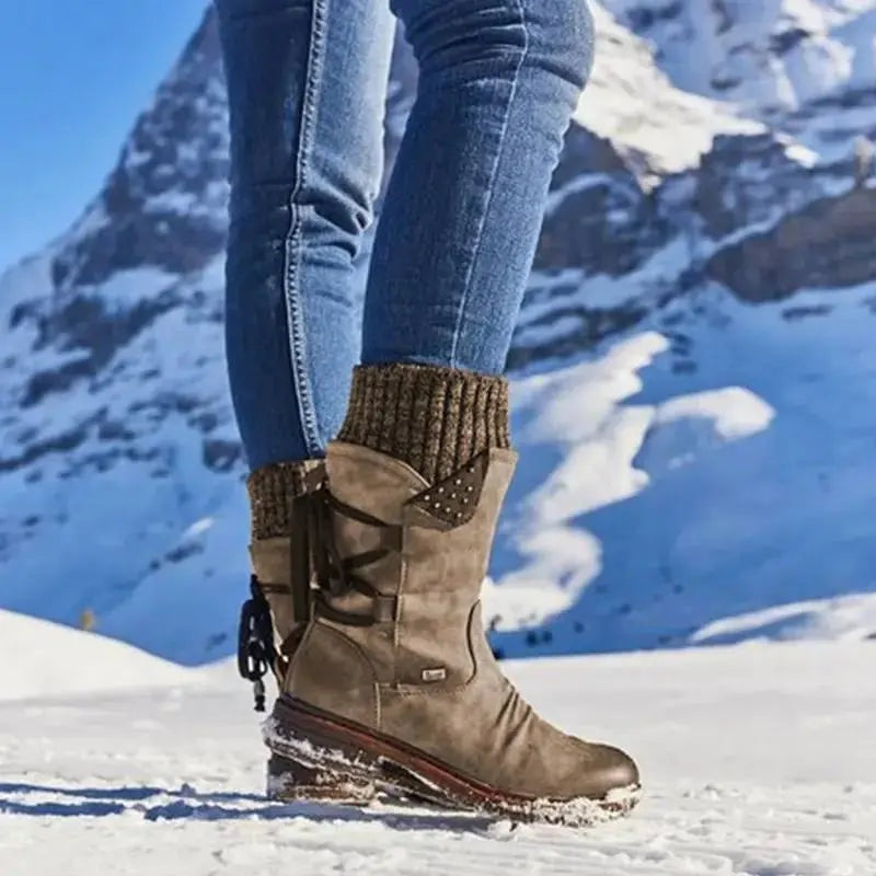 Adriana | Mid-Calf Women's Military Winter Boots with Laces