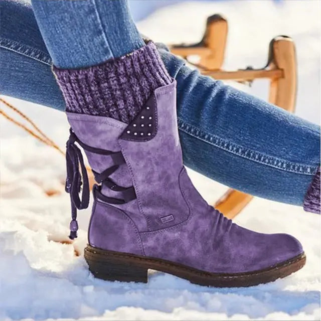 Adriana | Mid-Calf Women's Military Winter Boots with Laces