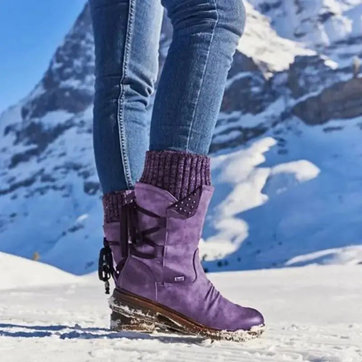 Adriana | Mid-Calf Women's Military Winter Boots with Laces