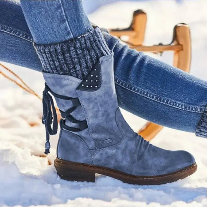 Adriana | Mid-Calf Women's Military Winter Boots with Laces