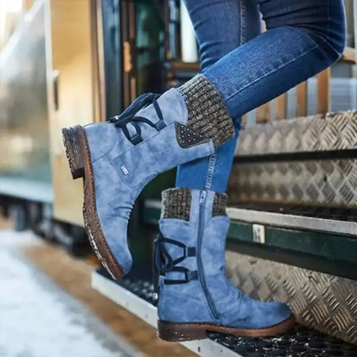 Adriana | Mid-Calf Women's Military Winter Boots with Laces
