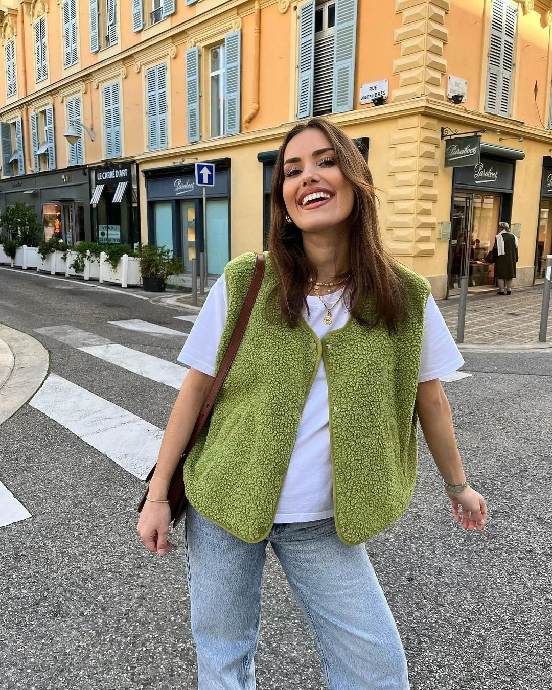 Adriana | Women's Sherpa Vest V-Neck Sleeveless