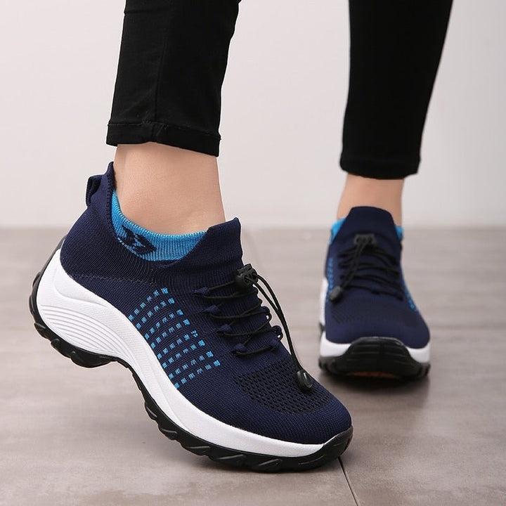 Adriana | Women’s Platform Sport Sneakers with Laces and Knit Fabric