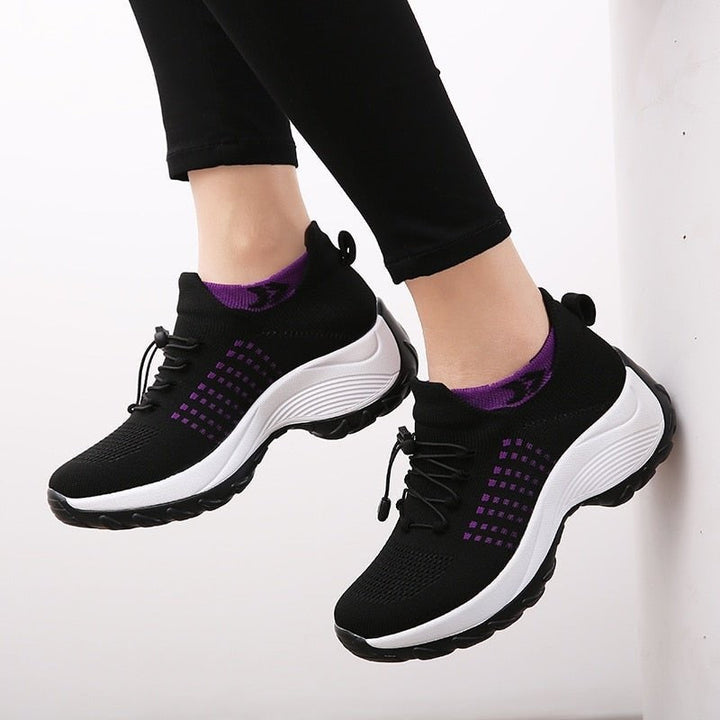 Adriana | Women’s Platform Sport Sneakers with Laces and Knit Fabric