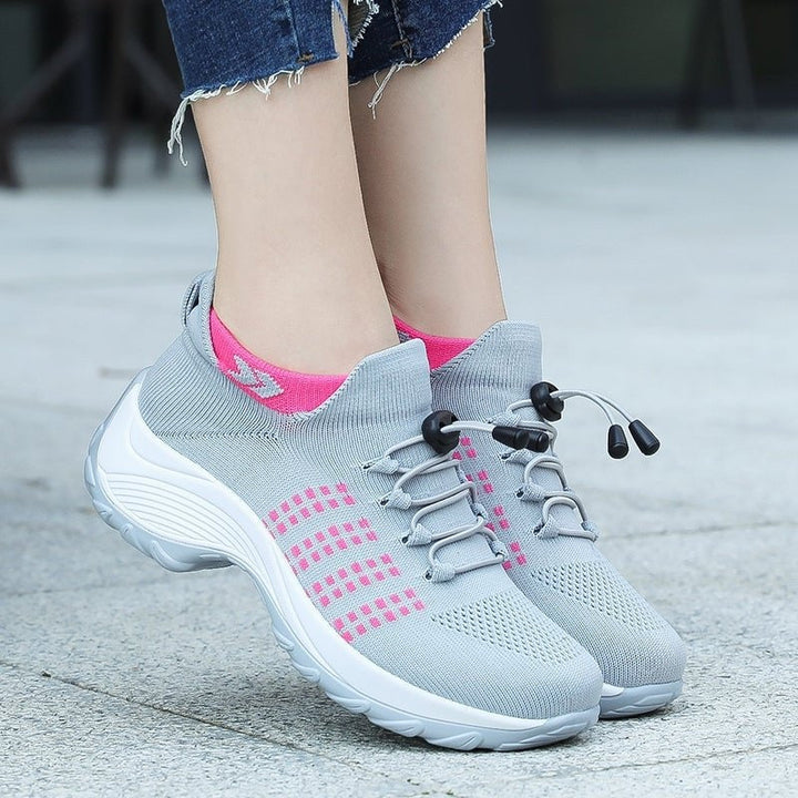 Adriana | Women’s Platform Sport Sneakers with Laces and Knit Fabric