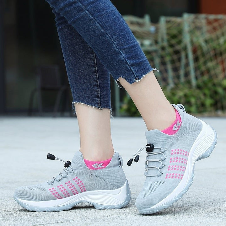Adriana | Women’s Platform Sport Sneakers with Laces and Knit Fabric