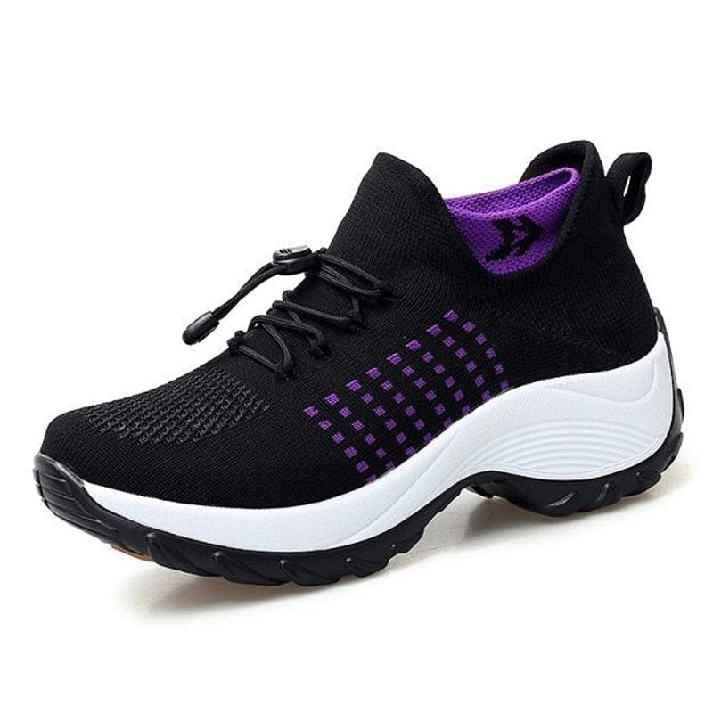 Adriana | Women’s Platform Sport Sneakers with Laces and Knit Fabric