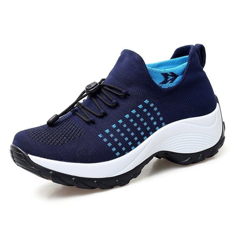 Adriana | Women’s Platform Sport Sneakers with Laces and Knit Fabric
