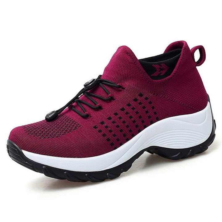 Adriana | Women’s Platform Sport Sneakers with Laces and Knit Fabric