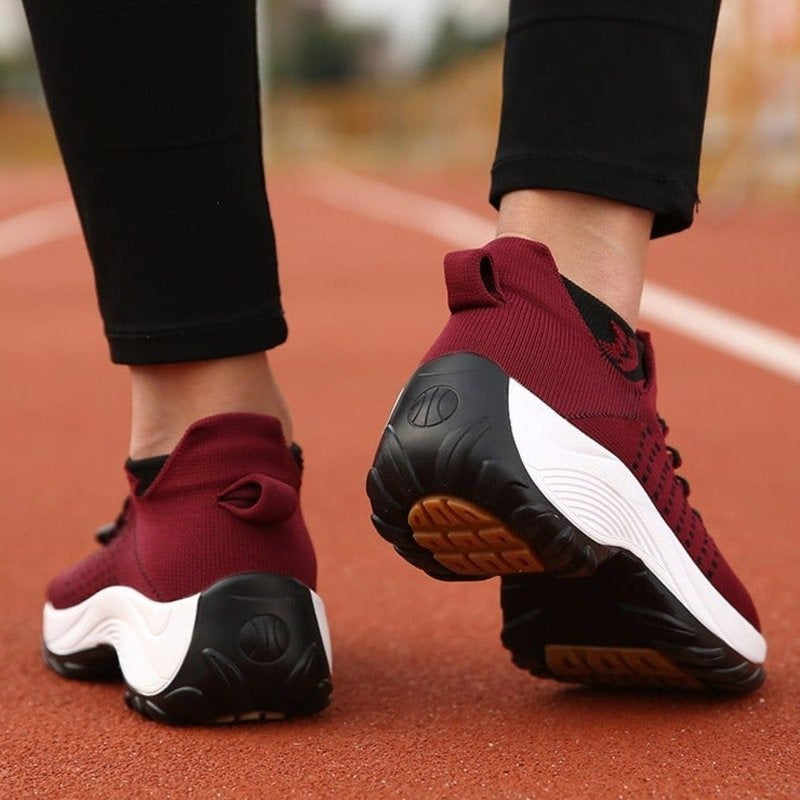 Adriana | Women’s Platform Sport Sneakers with Laces and Knit Fabric