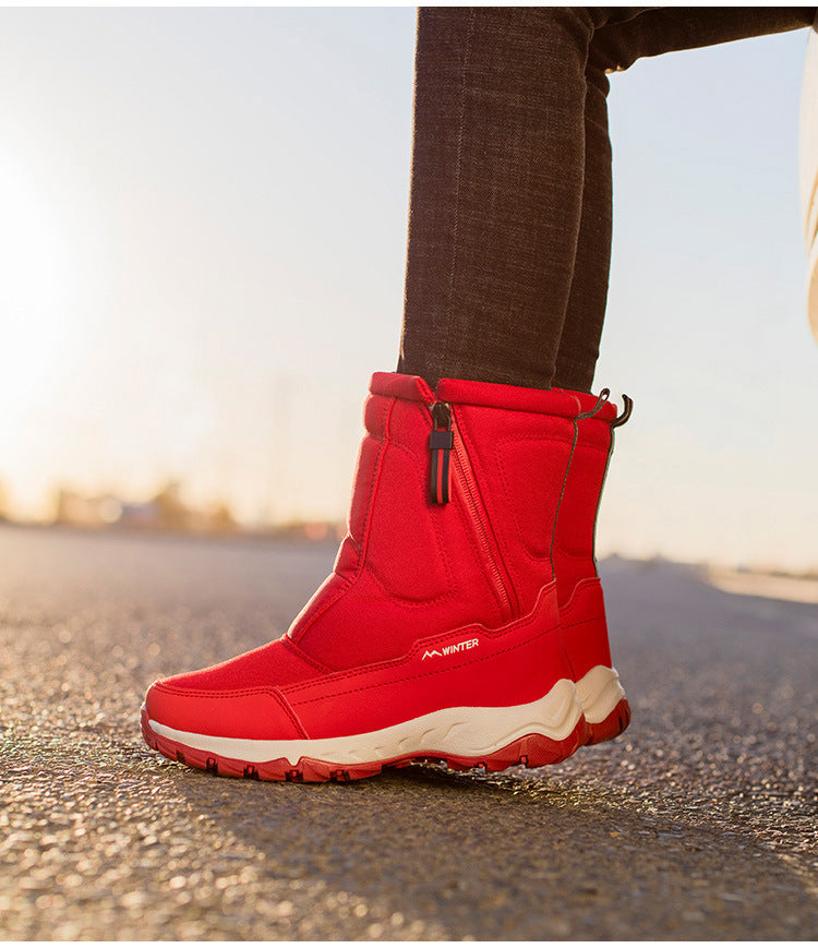 Women's winter boots with side zipper - waterproof, non-slip, durable snow boots with warm lining