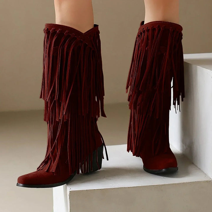 Ariadna | Women's High-Cut Cowboy Boots with Fringe