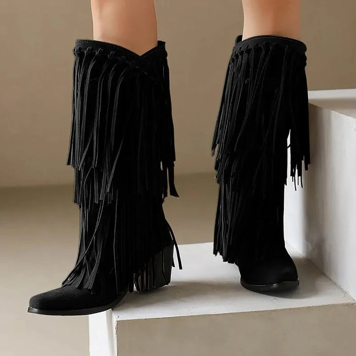 Ariadna | Women's High-Cut Cowboy Boots with Fringe