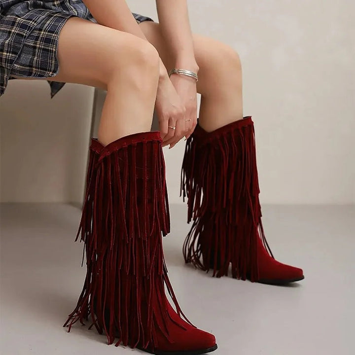 Ariadna | Women's High-Cut Cowboy Boots with Fringe