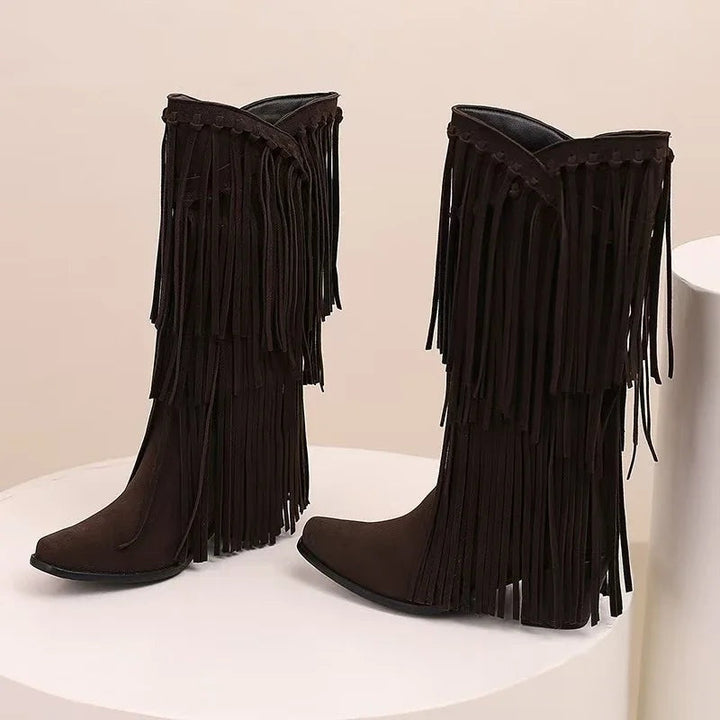 Ariadna | Women's High-Cut Cowboy Boots with Fringe