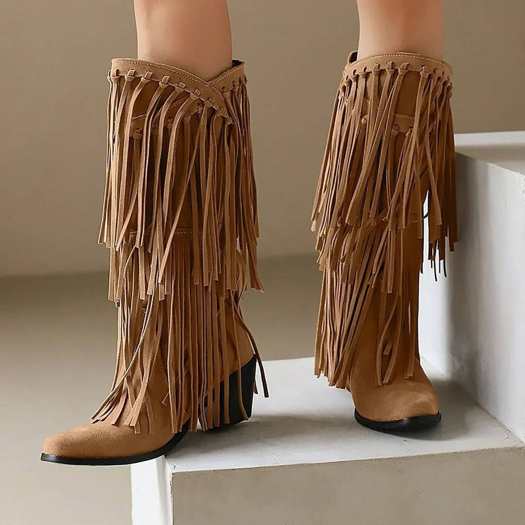 Ariadna | Women's High-Cut Cowboy Boots with Fringe