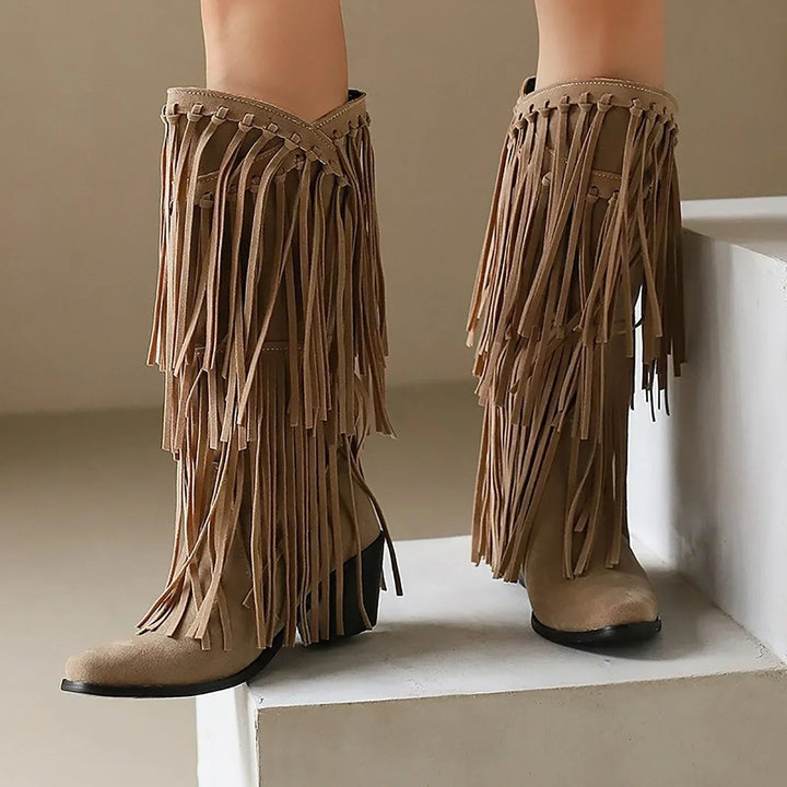Ariadna | Women's High-Cut Cowboy Boots with Fringe