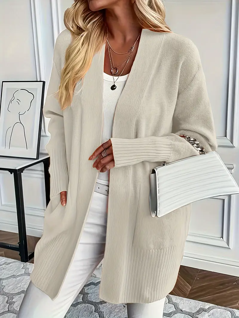 Women's knitted sweater with a round neckline and relaxed fit