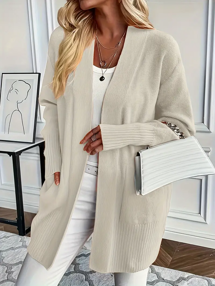 Women's knitted sweater with a round neckline and relaxed fit