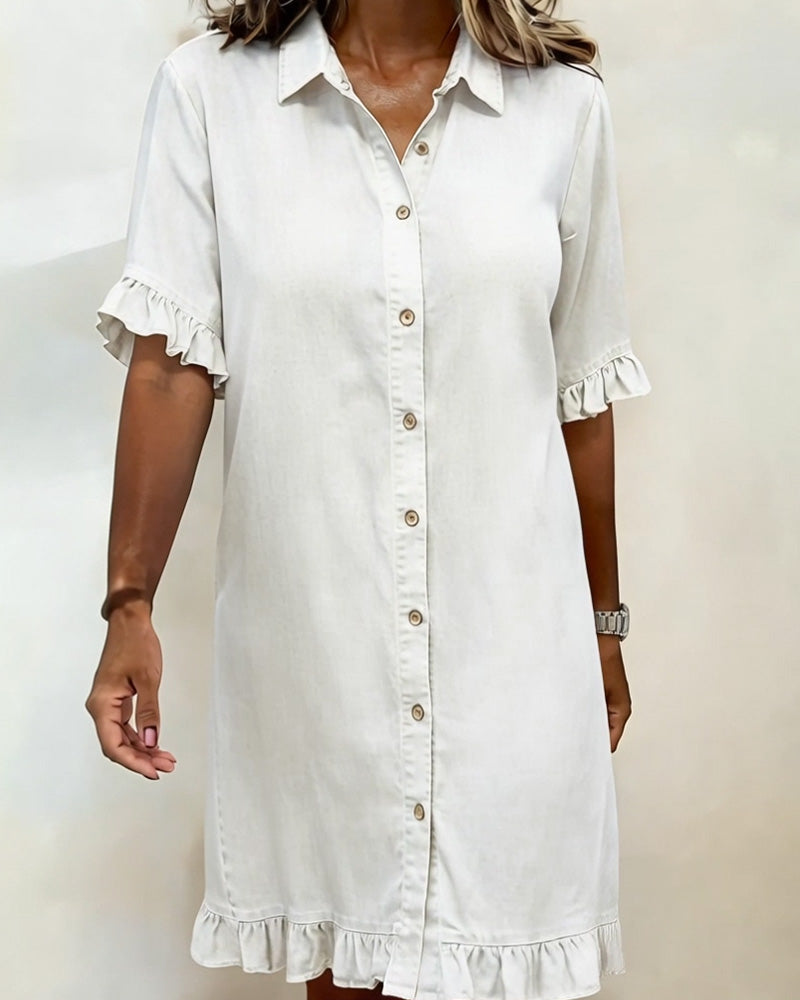 Belinda| Comfortable denim dress with flattering ruching
