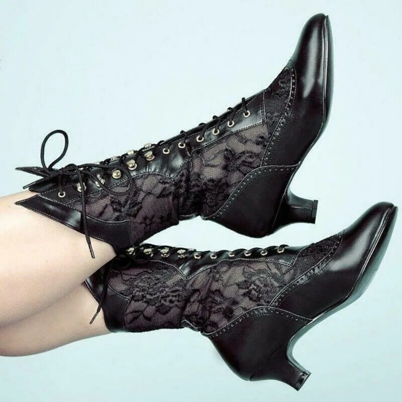 Beatriz | Women's Vintage Low-Heel Lace-Up Ankle Boots