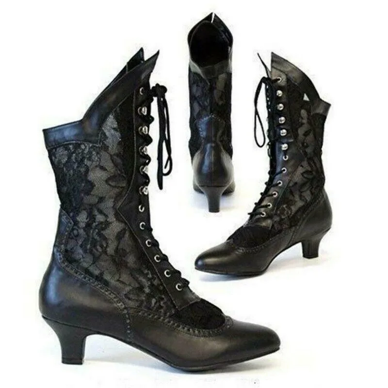 Beatriz | Women's Vintage Low-Heel Lace-Up Ankle Boots