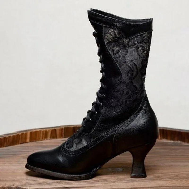 Beatriz | Women's Vintage Low-Heel Lace-Up Ankle Boots