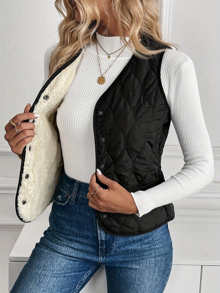 Berta | Women's Padded Reversible Sherpa-Lined Vest