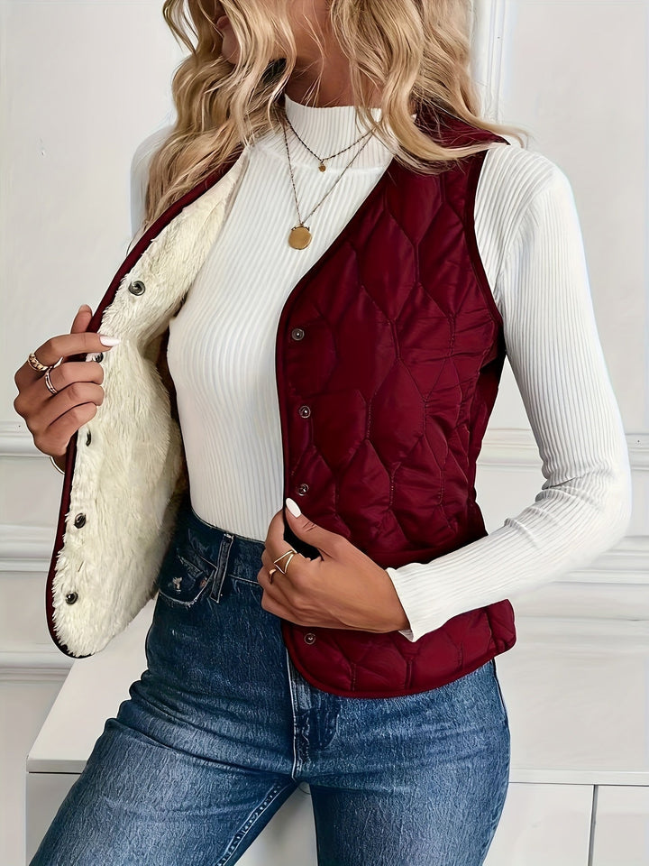 Berta | Women's Padded Reversible Sherpa-Lined Vest