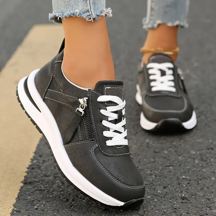 Berta | Women's Dress Sneakers with Side Zipper and Laces