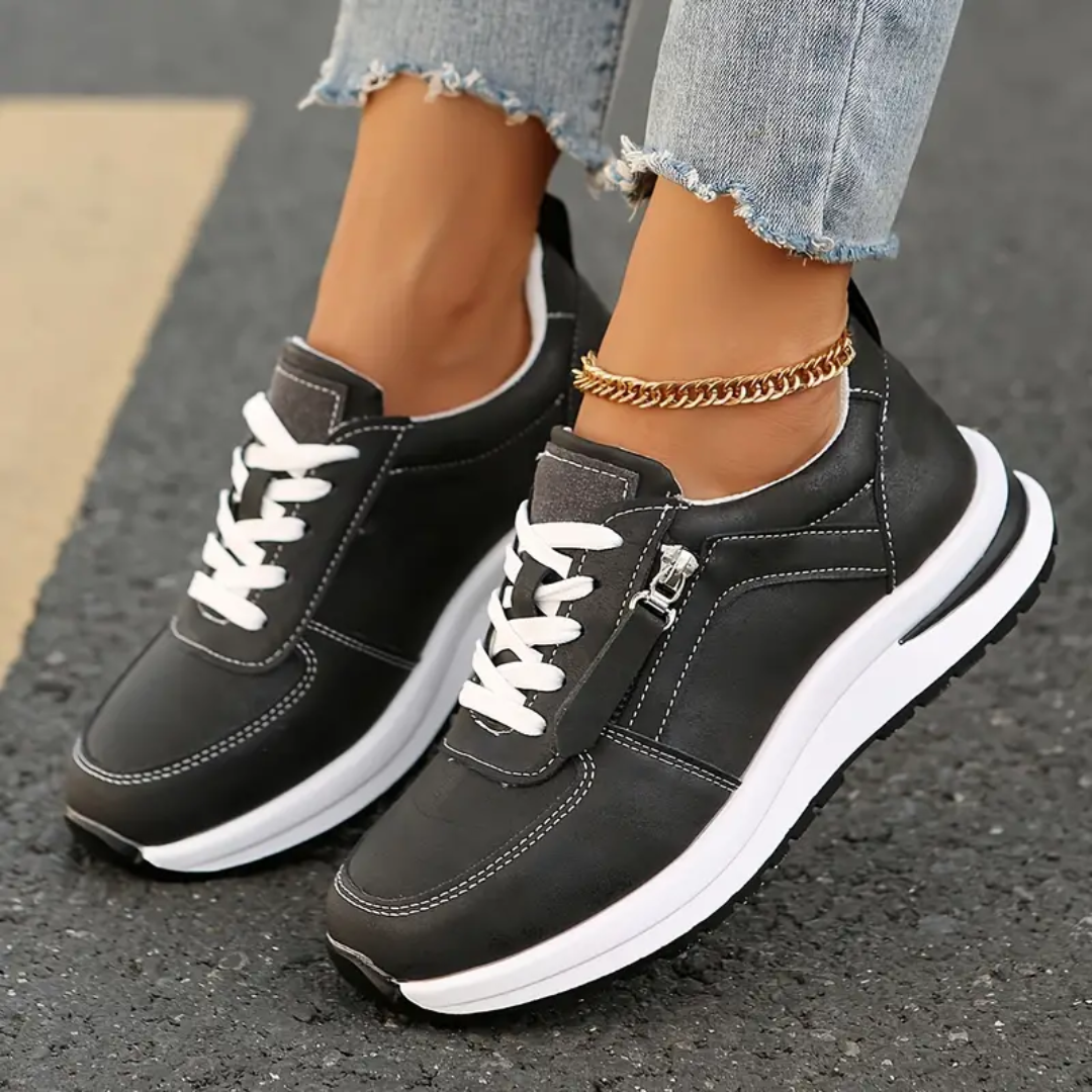 Berta | Women's Dress Sneakers with Side Zipper and Laces