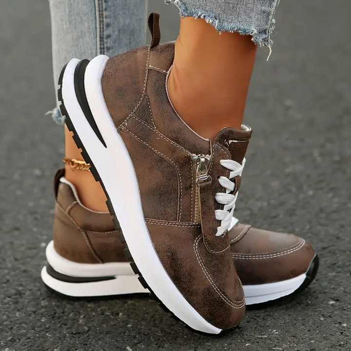 Berta | Women's Dress Sneakers with Side Zipper and Laces