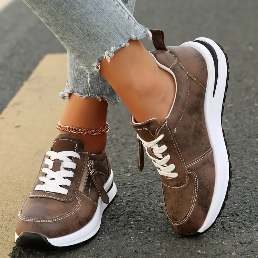 Berta | Women's Dress Sneakers with Side Zipper and Laces