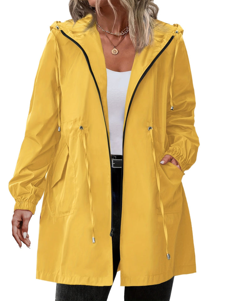 Plus-Size Women's Rain Jacket with Hood and Zipper
