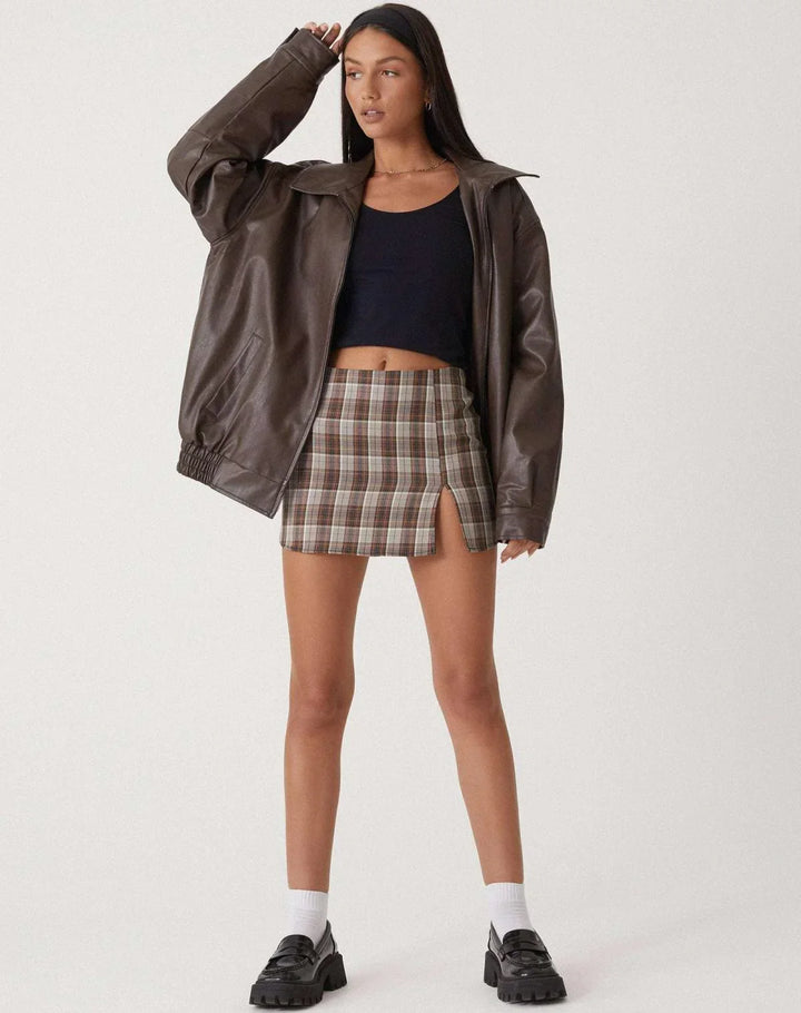 Women's biker-style jacket in faux leather