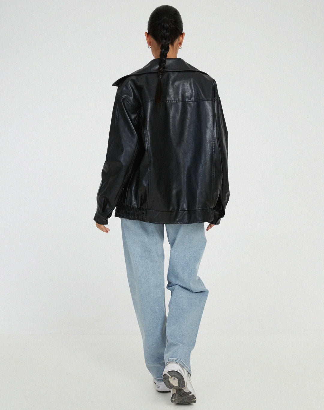 Women's biker-style jacket in faux leather